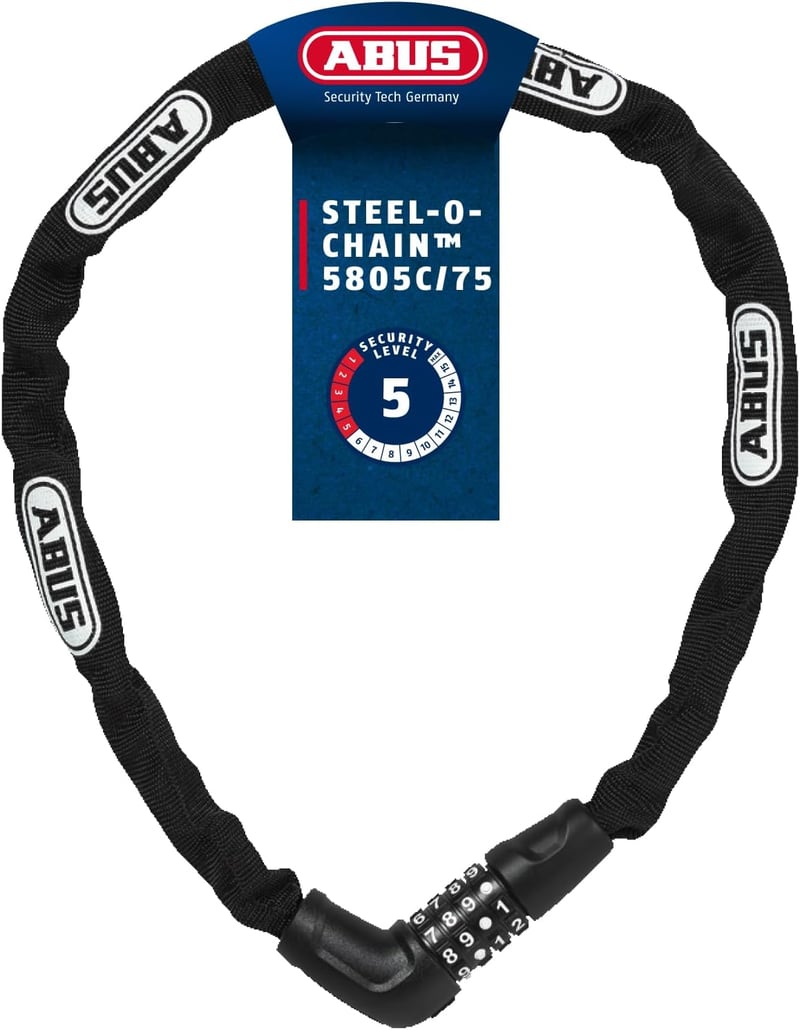 ABUS Steel-O-Chain 5805C kombinációs lánczár - fekete - 75 cm
