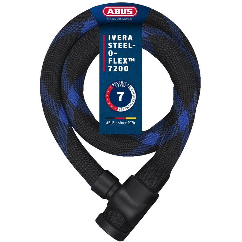 Antifurt cu cablu blindat ABUS Ivera Steel-O-Flex 7200 – Lacăt de siguranță cu cablu de oțel, 110 cm, negru – Nivel de securitate 7