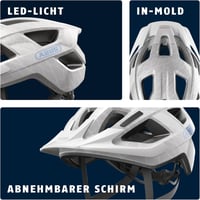 ABUS Aduro 3.0 LED kerékpáros sisak hátsó lámpával férfiaknak és nőknek - M (52 - 58 inches), White Art 4