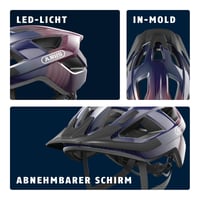 Cyklistická prilba ABUS Aduro 3.0 LED – veľkosť L, fialová – so zadným svetlom, pre mužov aj ženy, na mestské a športové výlety 4
