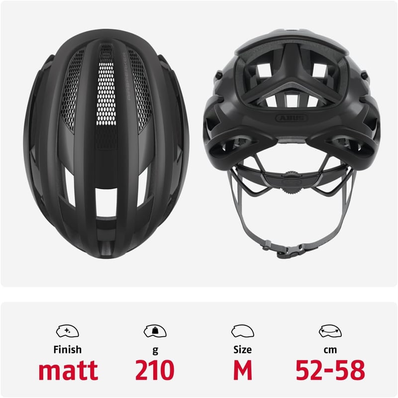 ABUS AirBreaker kerékpáros sisak profi biciklizéshez felnőtteknek és tizenéveseknek - M (52 - 58 inches), Black (velvet black)