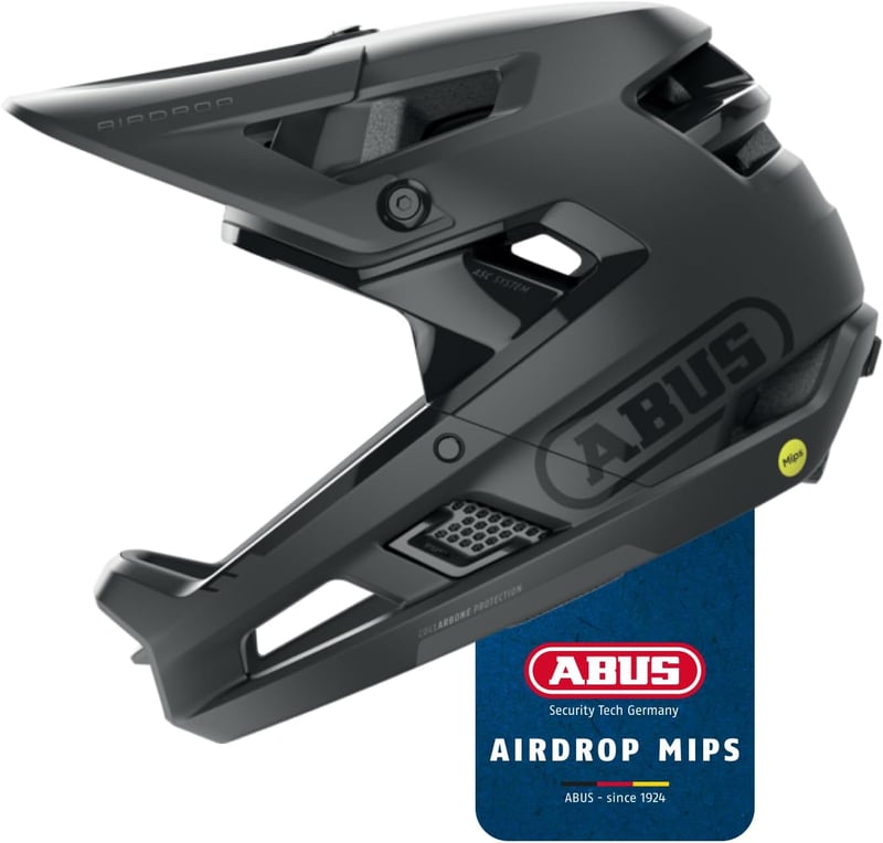 ABUS AirDrop MIPS Fullface MTB Kerékpáros Sisak Downhill Freeride Enduro - M (52 - 58 inches), Black (velvet black)