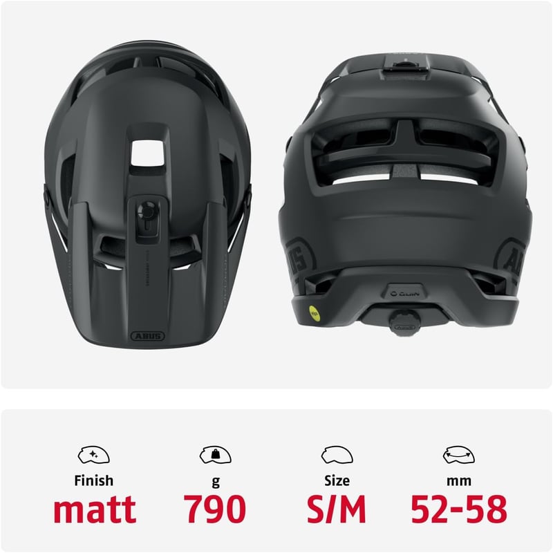 ABUS AirDrop MIPS Fullface MTB Kerékpáros Sisak Downhill Freeride Enduro - M (52 - 58 inches), Black (velvet black)