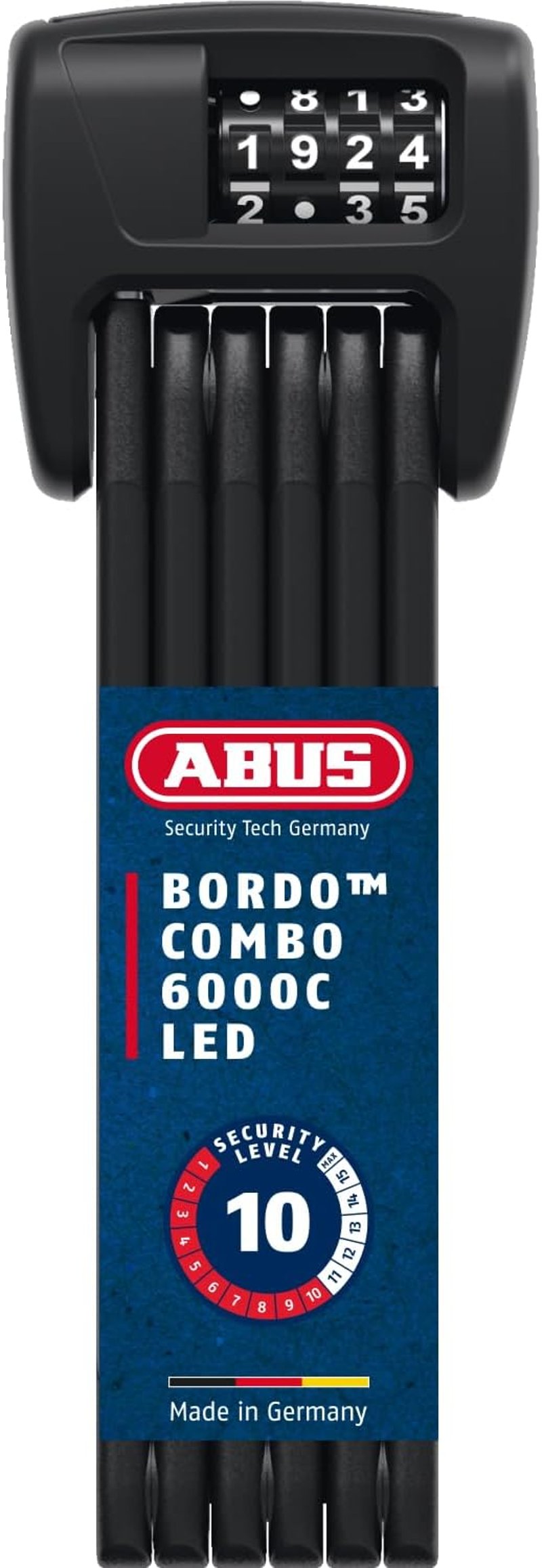 ABUS Bordo 6000C LED összehajtható kerékpárzár SH tartóval, 10-es biztonsági szint - 90 cm