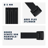 Skladací zámok na bicykel ABUS Bordo 6000K s držiakom SH, vložka zámku XPlus, úroveň zabezpečenia 10, vysoká odolnosť proti vlámaniu 4