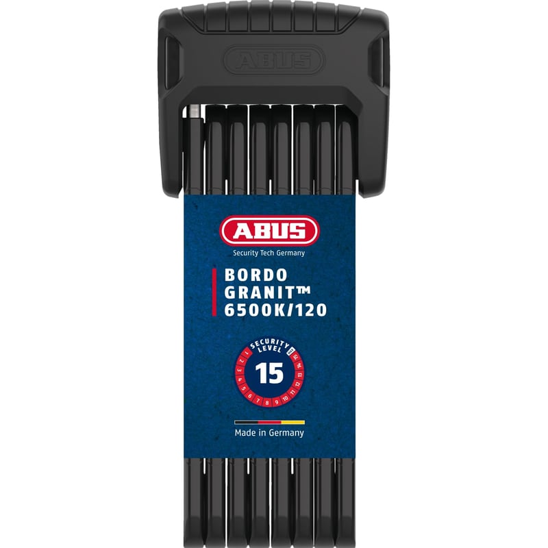 ABUS Bordo Granit 6500K sklopiva brava za bicikl s XPlus cilindrom, razina sigurnosti 15 - crna - 120 cm