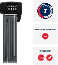 ABUS Bordo Lite 6055C SH hajtogatható kombinációs kerékpárzár tartóval - fekete - 85 cm 2