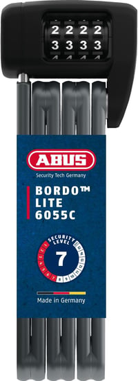 ABUS Bordo Lite 6055C SH hajtogatható kombinációs kerékpárzár tartóval - fekete - 85 cm 1