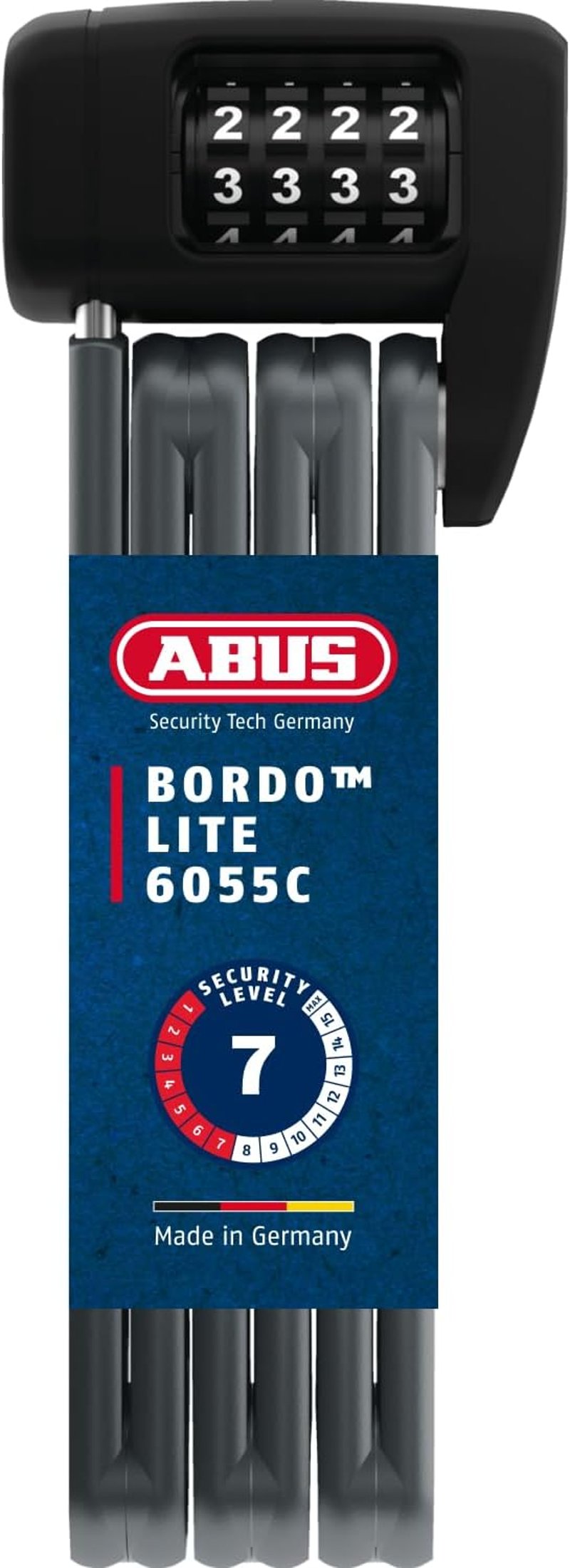 ABUS Bordo Lite 6055C SH hajtogatható kombinációs kerékpárzár tartóval - fekete - 85 cm
