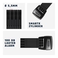 Skladací zámok na bicykel ABUS BORDO One 6500A s alarmom a odomykaním smartfónom 3