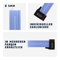 Skladací zámok na bicykel ABUS Bordo uGrip 5700C SH s držiakom – Skladací číselný zámok s 5 mm hrubými článkami – Úroveň zabezpečenia 7 5