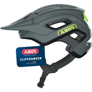 Cască de ciclism MTB ABUS Cliffhanger - Orificii mari de ventilație și sistem de reglare TriVider - Gri/Galben - Mărimea S