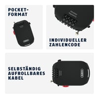 Lacăt cu cifru ABUS Combiflex 2502/85 – cablu de oțel de 85 cm – pentru securizarea bagajelor, a echipamentului de schi și a căștilor – cu cod numeric – negru 2
