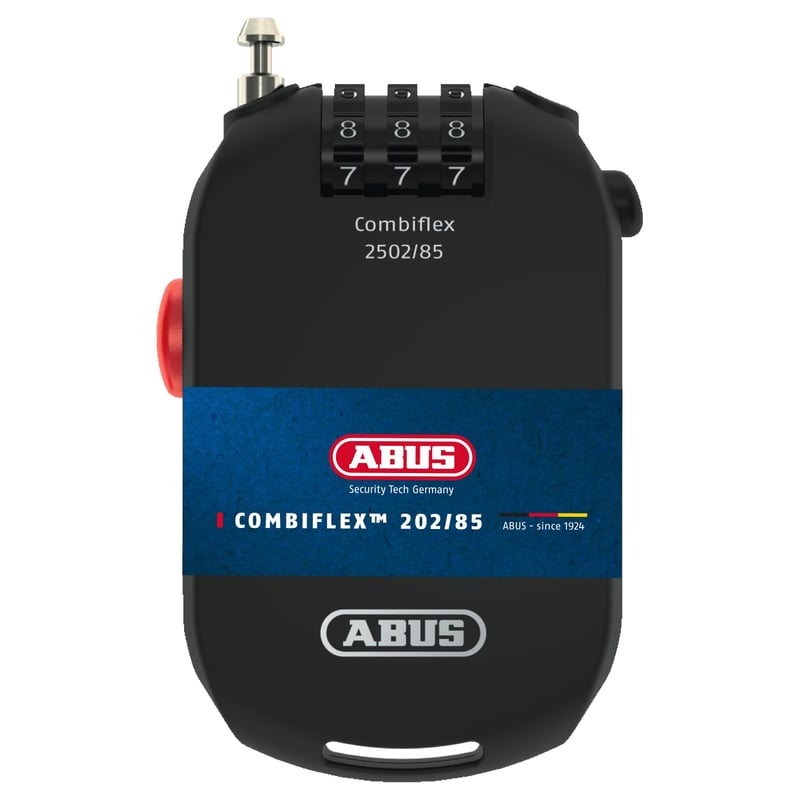 Lacăt cu cifru ABUS Combiflex 2502/85 – cablu de oțel de 85 cm – pentru securizarea bagajelor, a echipamentului de schi și a căștilor – cu cod numeric – negru