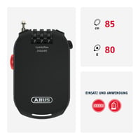 Lacăt cu cifru ABUS Combiflex 2502/85 – cablu de oțel de 85 cm – pentru securizarea bagajelor, a echipamentului de schi și a căștilor – cu cod numeric – negru 3