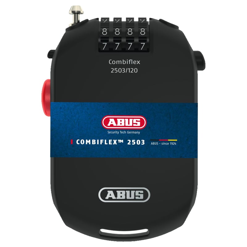 Lacăt cu cifru ABUS Combiflex 2503/120 – cablu de oțel de 120 cm – pentru securizarea bagajelor, echipamentelor de schi și căștilor – negru