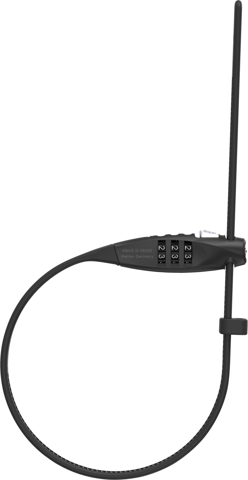 Lacăt cu cablu și cifru ABUS Combiflex TravelGuard – Pentru fixarea căștilor, cărucioarelor, echipamentelor de schi și bagajelor – 45 cm – Negru