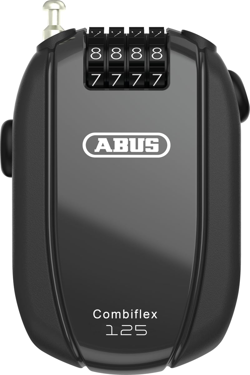 Káblový zámok ABUS Combiflex Trip 125 na zabezpečenie lyžiarskej výstroje, prilby, kočíka a batožiny – 125 cm, 3 mm, číselný kód, čierny