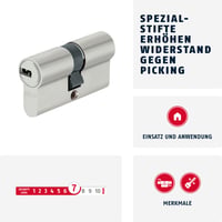 ABUS D6XNP Profilzylinder Duplahengerzár 30/45 mm - 5 kulccsal és kulcskártyával, ezüst 5