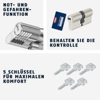 ABUS D6XNP Profilzylinder Duplahengerzár 30/45 mm - 5 kulccsal és kulcskártyával, ezüst 6