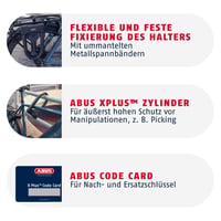Antifurt U ABUS Granit Super Extreme 2500/165HB230 pentru biciclete și e-bike-uri - Rezistent la tăierea cu polizorul unghiular, nivel de securitate 15, cu suport USH2500 7