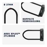 Antifurt tip U ABUS Granit XPlus 540 cu suport SH B - Dispozitiv de blocare pentru bicicletă cu cilindru XPlus, protecție împotriva manipulării - Lungime tijă 230 mm - Nivel de securitate 15 5