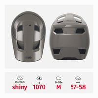 Cyklistická prilba na zjazd (fullface) ABUS HiDrop – Dust Grey, veľkosť M – na MTB, enduro a do bikeparku, vonkajšia škrupina ABS 3