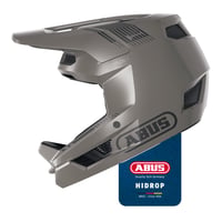 Cyklistická prilba na zjazd (fullface) ABUS HiDrop – Dust Grey, veľkosť M – na MTB, enduro a do bikeparku, vonkajšia škrupina ABS 1