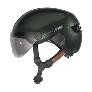 ABUS HUD-Y ACE gradska biciklistička kaciga s vizirom i magnetskim punjivim LED stražnjim svjetlom - veličina S (51-55 cm) - bež (boja šampanjca)