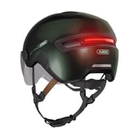 Mestská cyklistická prilba ABUS HUD-Y ACE so štítom a magnetickým nabíjateľným zadným LED svetlom – veľkosť S (51-55 cm) – béžová (Champagne Gold) 7