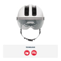 Cască de oraș pentru bicicletă ABUS HUD-Y ACE cu vizieră și lumină LED spate magnetică reîncărcabilă - Alb, mărimea L - Pentru bărbați și femei 2