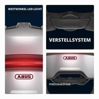 Mestská cyklistická prilba ABUS HUD-Y s magnetickým zadným LED svetlom a magnetickou sponou – strieborná, veľkosť M – pánska a dámska 5