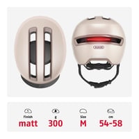 Cască de ciclism urban ABUS HUD-Y cu lumină LED magnetică spate și cataramă magnetică - Beige Matt - Mărimea M - Pentru bărbați și femei 3