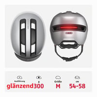 Mestská cyklistická prilba ABUS HUD-Y s magnetickým zadným LED svetlom a magnetickou sponou – strieborná, veľkosť M – pánska a dámska 3