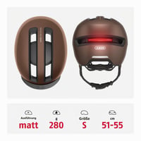 Mestská cyklistická prilba ABUS HUD-Y s magnetickým zadným LED svetlom a magnetickou prackou - hnedá, veľkosť S - pre mužov aj ženy 3