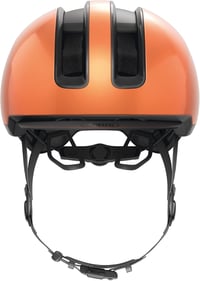 Mestská cyklistická prilba ABUS HUD-Y s magnetickým LED zadným svetlom – oranžová – veľkosť M 3