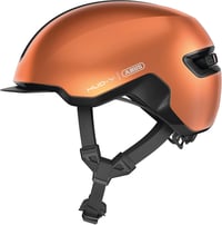 Mestská cyklistická prilba ABUS HUD-Y s magnetickým LED zadným svetlom – oranžová – veľkosť M 1