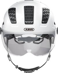 Mestská cyklistická prilba ABUS Hyban 2.0 ACE so štítom, svetlom a ABS škrupinou, biela, veľkosť M, pre mužov a ženy 4