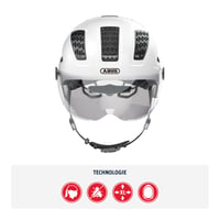 Mestská cyklistická prilba ABUS Hyban 2.0 ACE so štítom, svetlom a ABS škrupinou, biela, veľkosť M, pre mužov a ženy 2
