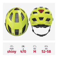 Mestská cyklistická prilba ABUS Hyban 2.0 ACE žltá, veľkosť M (52-58 cm) so štítom a svetlom 3
