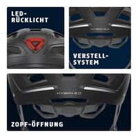 Cască de ciclism ABUS Hyban 2.0 cu lumină spate, mărimea M (52-58 cm), Velvet Black, carcasă dură ABS, pentru bărbați și femei 5
