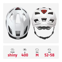 Cyklistická prilba ABUS Hyban 2.0 so zadným svetlom, Polar White, veľkosť M (52-58 cm), pánska a dámska mestská cyklistická prilba s ABS škrupinou 3