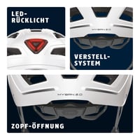 Cyklistická prilba ABUS Hyban 2.0 so zadným svetlom, Polar White, veľkosť M (52-58 cm), pánska a dámska mestská cyklistická prilba s ABS škrupinou 5