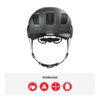 Cyklistická prilba ABUS Hyban 2.0 so zadným svetlom, titánová čierna, veľkosť M (52-58 cm), unisex, tvrdá škrupina ABS 2
