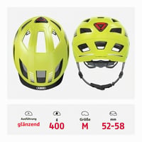 Cască de ciclism urban ABUS Hyban 2.0 cu lumină spate, carcasă dură ABS, galben semnalizare, cască pentru bărbați și femei 3