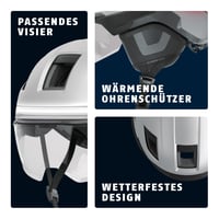 Cască de ciclism ABUS HYP-E BL.ACE cu lumină intermitentă față-spate și funcție de stop, vizieră și protecție pentru urechi, mărimea S, argintiu 3