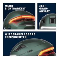 Cască de ciclism ABUS HYP-E cu lumină intermitentă față și spate, mărimea M, verde – compatibilă cu biciclete electrice și S-Pedelec, pentru adulți 4