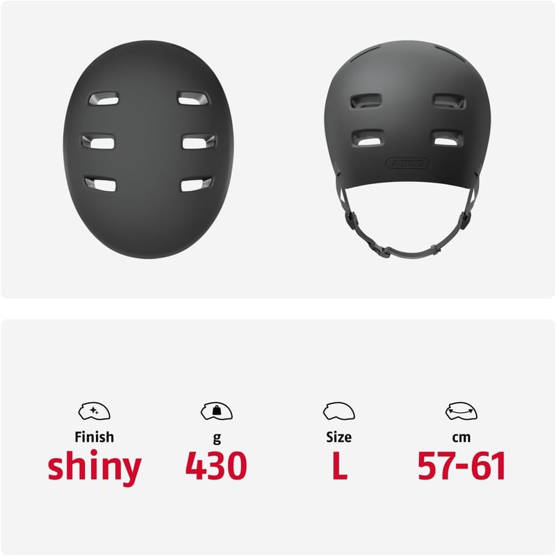ABUS Indy Kerékpáros Sisak - BMX, Slopestyle, Gördeszkázás és Hegyi Kerékpározás - Ütéselnyelő Technológia - L (57 - 61 cm), Black (velvet black)