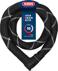 ABUS Iven Chain 8210 Láncos Kerékpárzár Edzett Acél Szintetikus Bevonattal - 140 cm, Single, Black 1