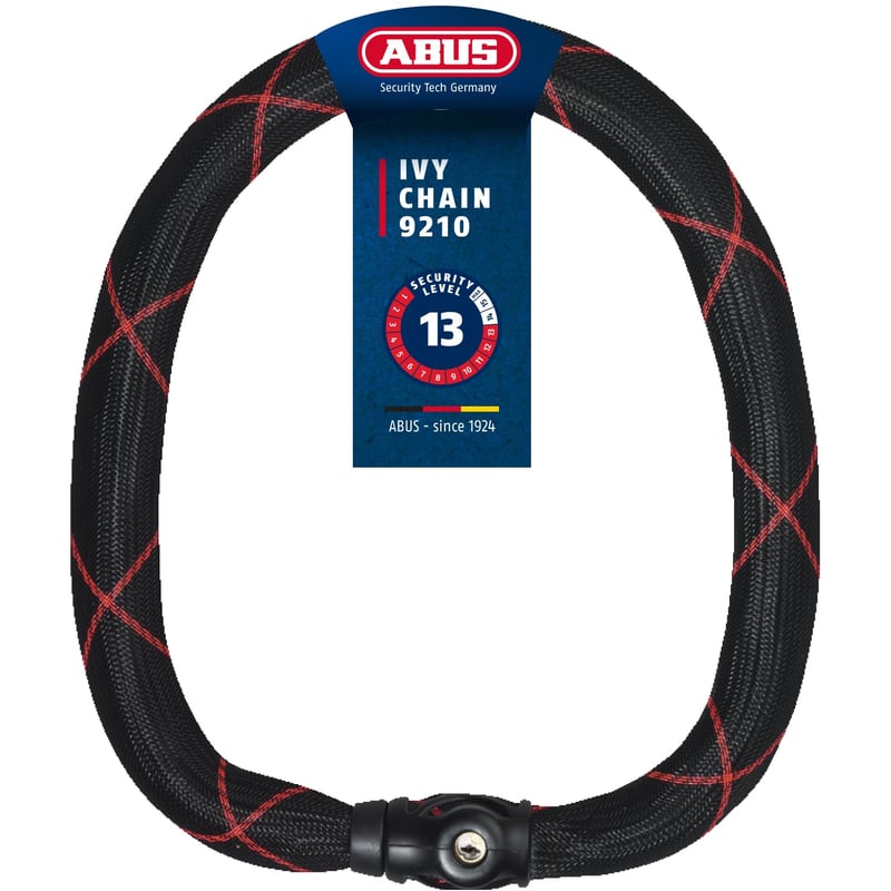 Zámok na bicykel ABUS Ivy Chain 9210 – Reťazový zámok z kalenej ocele s hrúbkou 10 mm – 140 cm – Čierny – Úroveň zabezpečenia 13